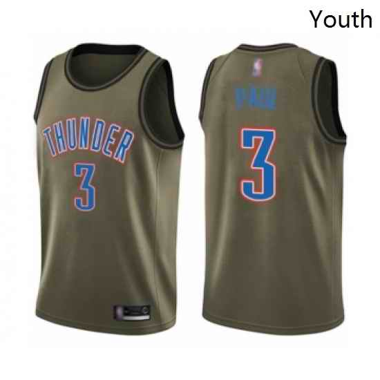 Youth Oklahoma City Thunder 3 Chris Paul Swingman Green Salute to Service Basketball Jersey